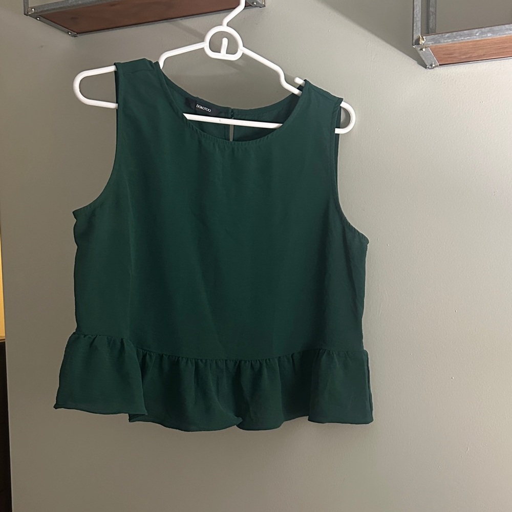 Chic Dark Green Peplum Tank Top